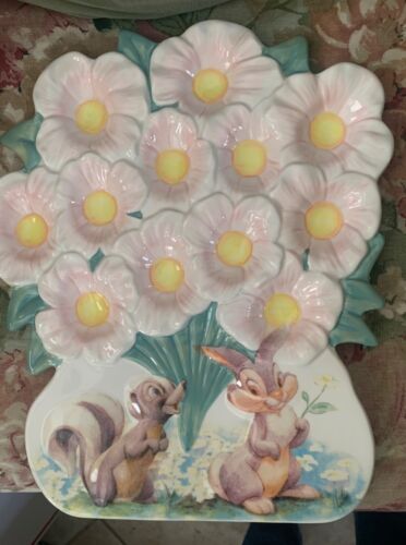 NEWVintage Rare Disney Ceramic Deviled Egg Server Featuring Thumper & Bugs Bunny