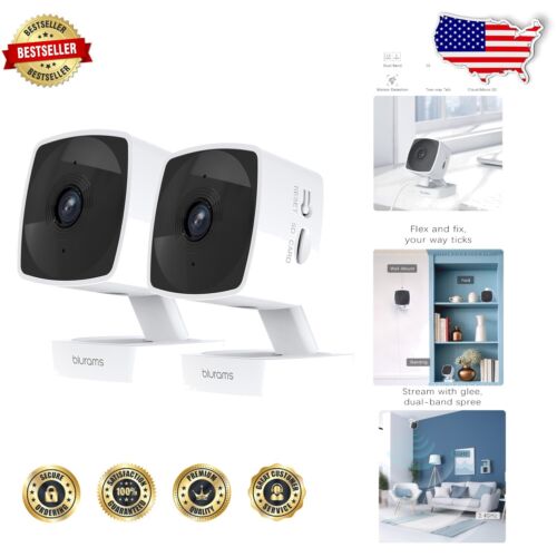 Secure Your Home with 2-Pack 5GHz Dual-Band Cameras: 2K Video & Cloud Storage