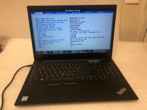 Lenovo Thinkpad E580 i3-8130u 2.20ghz No RAM/HDD/Batt/AC