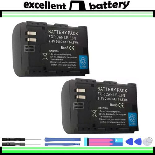 2x Battery Pack For Canon LP-E6 LP-E6N LP-E6N LP-E6N Pro LP-E6N Pro LC-E6 LC-E6E