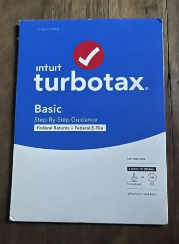 Intuit Turbotax Basic Federal Returns & Federal E-File CD PC / MAC 2022 New