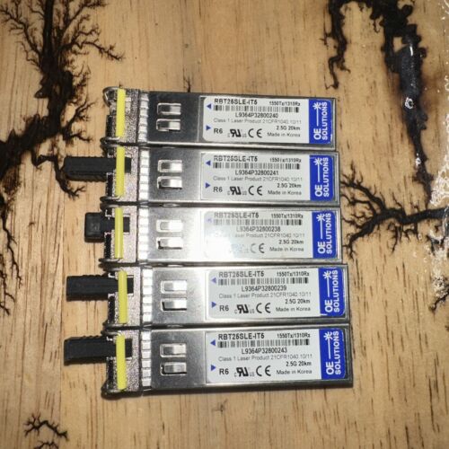 5x OE Solutions RBT25SLE-IT5 1550Tx/1310Rx Single Strand 2.5G 20Km SFP Transce..