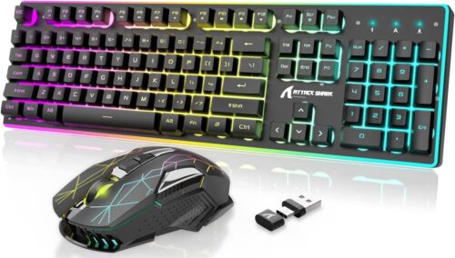 2.4G Wireless Gaming Keyboard Mouse Combo RGB 4200mAh BATTERY Keypad  PC Mice US