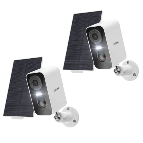 2PCS ieGeek Outdoor Wireless Solar Security Camera Home WiFi Battery CCTV System