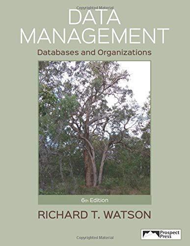 DATA MANAGEMENT: DATABASES AND ORGANIZATIONS By Richard T. Watson **Excellent**