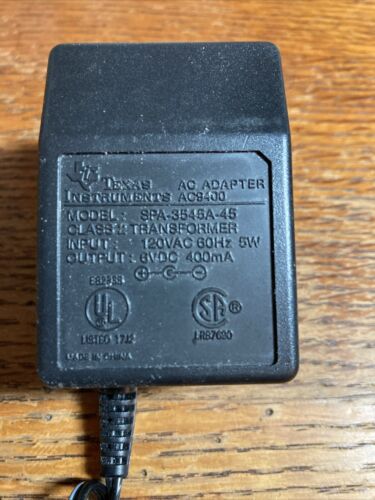 Texas Instruments Ti Calculator Power Supply Adapter AC9400 6v Dc 400ma