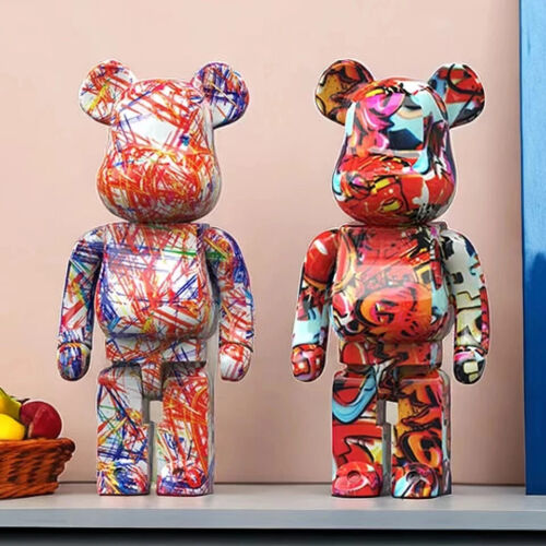 Graffiti Bear 10.6-Inch Figurine: Modern Animal Home Decor