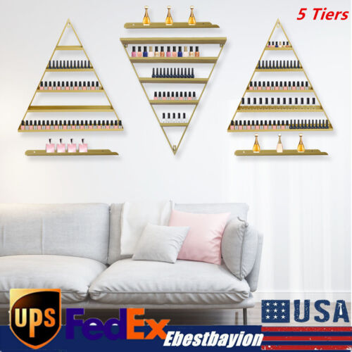 Triangle Display Racks Wall-mount 5 Tiers Nail Polish Display Shelves For Home