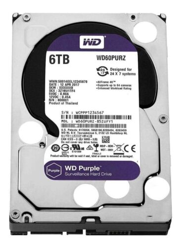 6TB WD Purple Surveillance Internal Hard Drive HDD – SATA 6 Gb/s, 64 MB Cache…