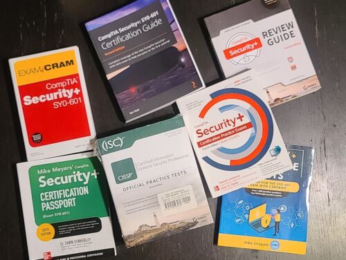 Lot of 2 CISSP [NEW SEALED] + 6 CompTIA Security+ [USED] Books [  MEGA DEAL]