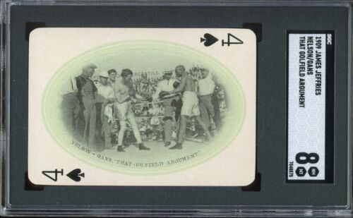 Nelson-Gans 1909 James Jeffries Playing Cards 4 Spd That Golfield Argument SGC 8