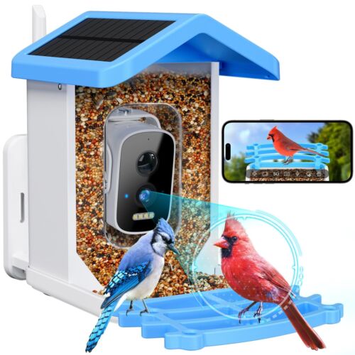 Smart Bird Feeder with Camera Solar Powered, AI Identify Bird Species 2.5k HD…