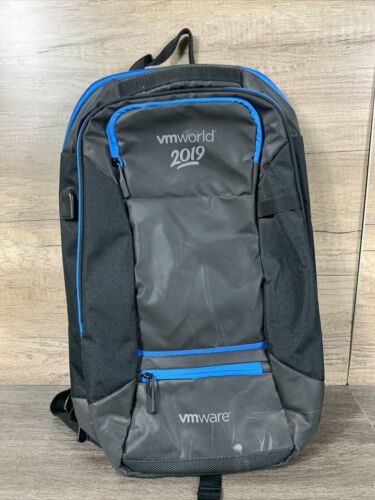 VMworld 2019 Padded Laptop Backpack With USB Charging Port Black/Blue