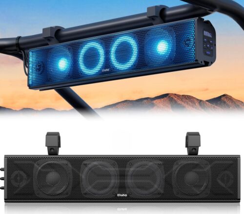 Ehaho 25 Inch UTV Sound Bar ATV SoundBar Bluetooth with RGB Lighting IP65 Wat…