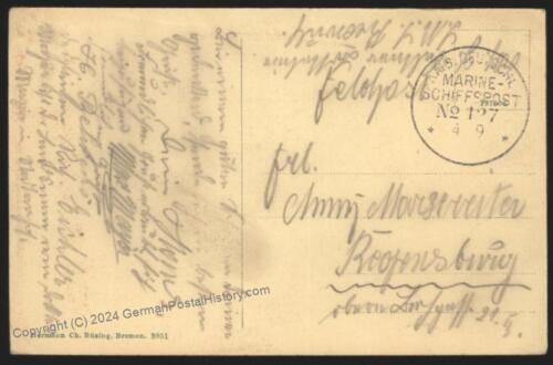 Germany WWI Marine Navy Feldpost SMS Beowulf MSP127 Cover 112262