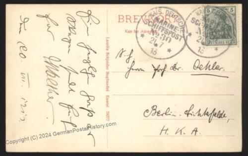 Germany 1913  Navy SMS Rheinland Norway Norwegen MSP30 Cover 107446