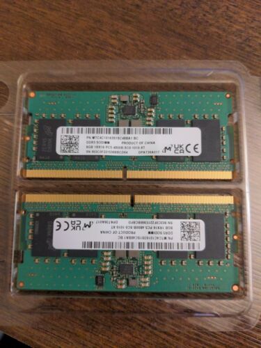 16GB Crucial DDR5 2 8g Laptop Ram Sticks 1rx16 pc5-4800