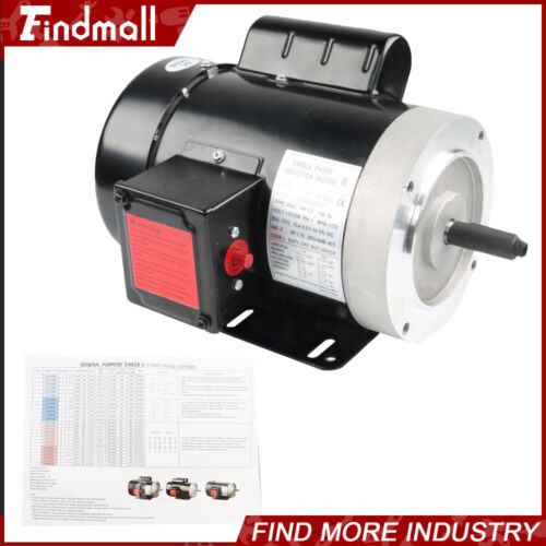 1/2 HP 1750 RPM General Purpose Motor 1 Phase 56C TEFC 60HZ Electric Motor New