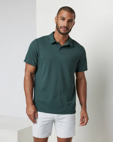 Men’s Performance Polo, made with 100% recycled performance 4-way stretch,