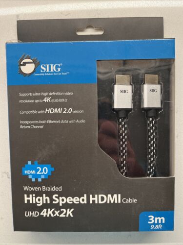 Siig Woven Braided High Speed Hdmi Cable 3m – Uhd 4kx2k – Hdmi For Audio/video