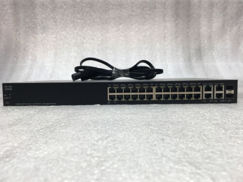 Cisco SF300-24PP-K9 V02 24-Port 10/100 PoE+ Managed Network Switch w/ PWR Cable