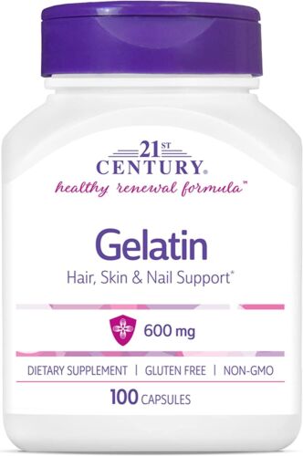 Gelatin 600 Mg Collagen Healthy Hair Nails Skin Cartilage Support, 100 Capsules