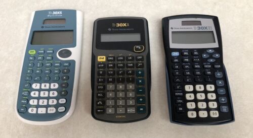 3 Texas Instruments Calculators TI-30Xa TI-30xs Multiview TI-30XIIS Working