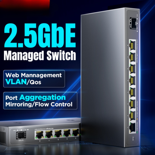 2.5GbE Managed Switch 8 Port 2.5GBASE-T Network Switcher 10G SFP Slot Uplink Web