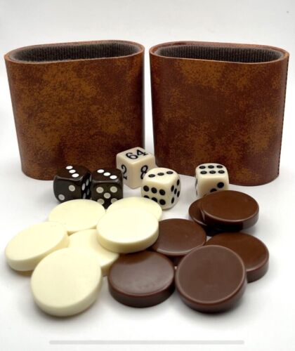 Backgammon Individual Replacement Bakelite Chip Brown/Ivory/Cream 1.15″w x 0.33t