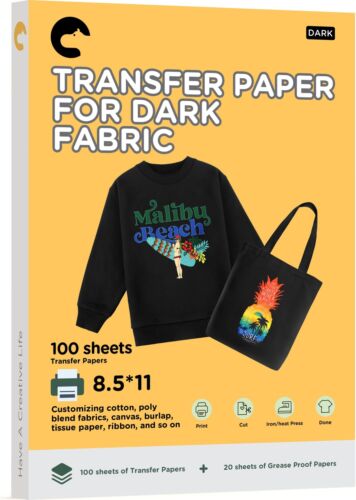 Darck 100 Sheets Heat Transfer Paper 8.5×11″ Iron-on Transfer Paper for T-Shi…