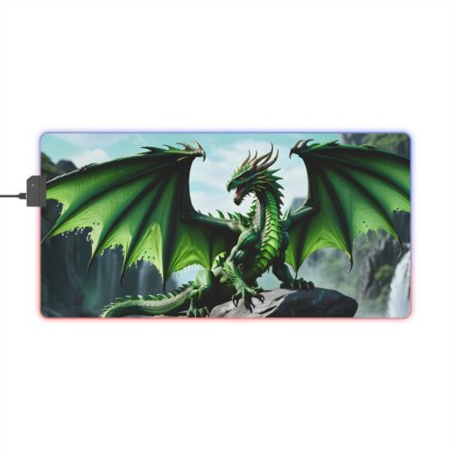 Immerse in the dragon’s lair with the Gamer’s Haven Dragon LED Gaming Mouse Pad!