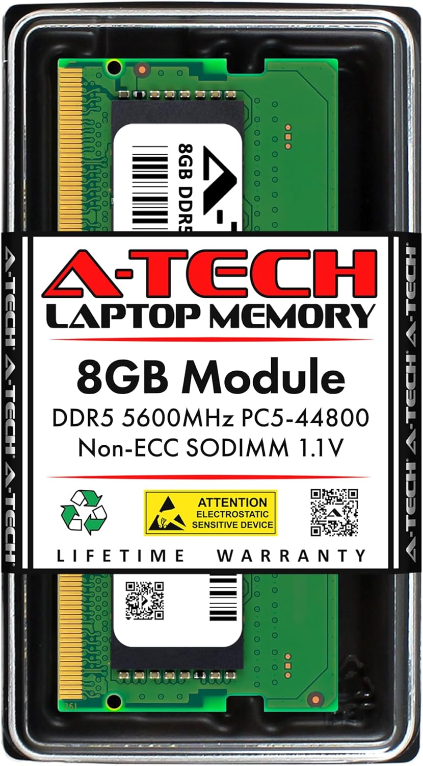 A-Tech 8GB RAM for Lenovo LOQ 15APH8, 15IRH8, 16APH8, 16IRH8 Gaming Laptop | DDR5 5600MHz PC5-44800 SODIMM 1.1V 262-Pin Non-ECC SO-DIMM Memory Upgrade