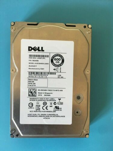 Dell W348K 0W348K 600GB 15K SAS 15000RPM 3.5″ Hard Drive HUS156060VLS60 HDD