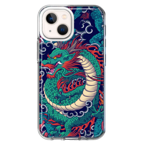 Mundaze Case for Apple iPhone 15 Cover Green Dragon Tattoo