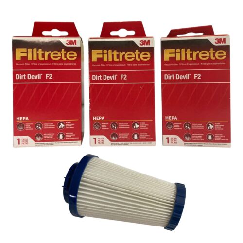 (3) 3M Filtrete Dirt Devil F2 HEPA Vacuum Filter Dust Allergen Pollen Pet Dander