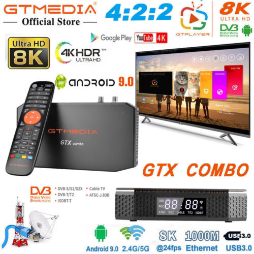 8K FTA DVB-S2X/T2/ATSC-T/C Satellite TV Receiver Android Smart TV Box 4:2:2 CI+