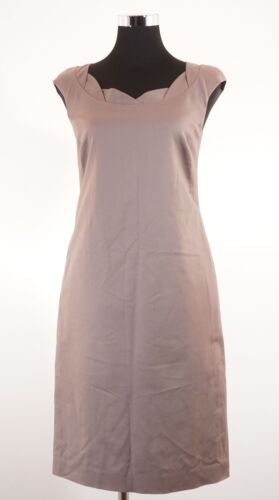 L.K.Bennett Dress Sheath Dress Size 34 Brown Elegant Midi Sleeveless Cotton A325