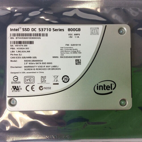 Intel 800GB DC S3710 Series SSD MLC SATA 2.5″ SSDSC2BA800G4 G2010140 Sealed