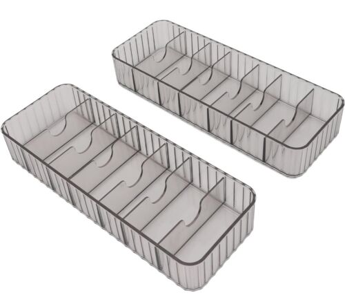 Cable Organizer Box, Data Cable Storage Box, Multi Compartment (Clear 2pk)