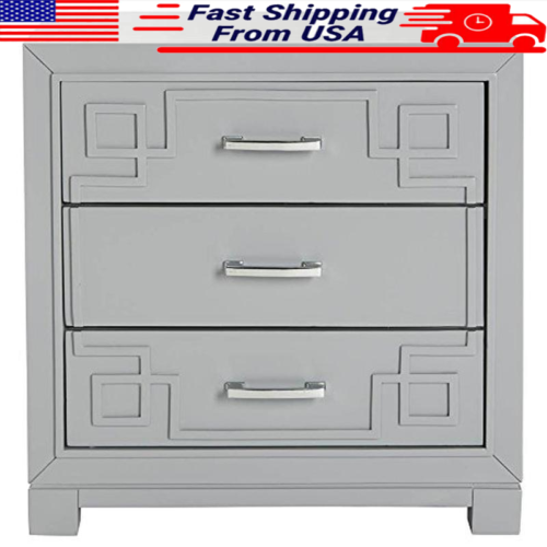 3-Drawer Nightstand Storage Rubber Wood Furniture LivingRoom Bedroom Study New