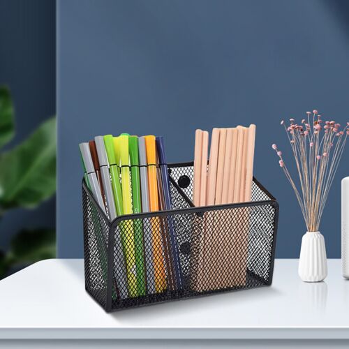 2 Spacious Compartments Storage Basket Storage Bag  Super Magnet Mesh Pen