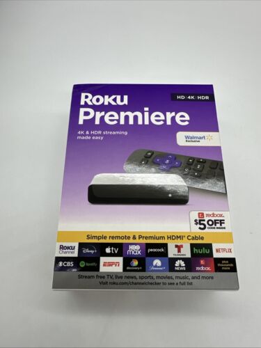 New Roku Premiere 4K/HDR Streaming Media Player with HDMI Cable & Remote