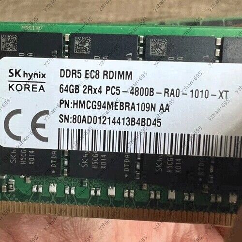 SK Hynix 64GB 2Rx4 DDR5 RAM 4800MHz REG ECC EC8 RDIMM PC5-4800B-RAD-1010-NT