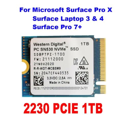 SN530 m.2 2230 SSD 1TB NVMe PCIe for Microsoft Surface Pro X Surface Laptop 3 WD