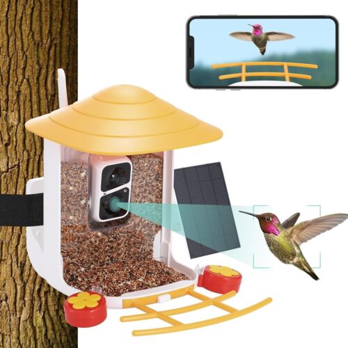 Bird Feeder with Camera Solar Powered, GENNIZZ Smart Bird House with AI Ident…