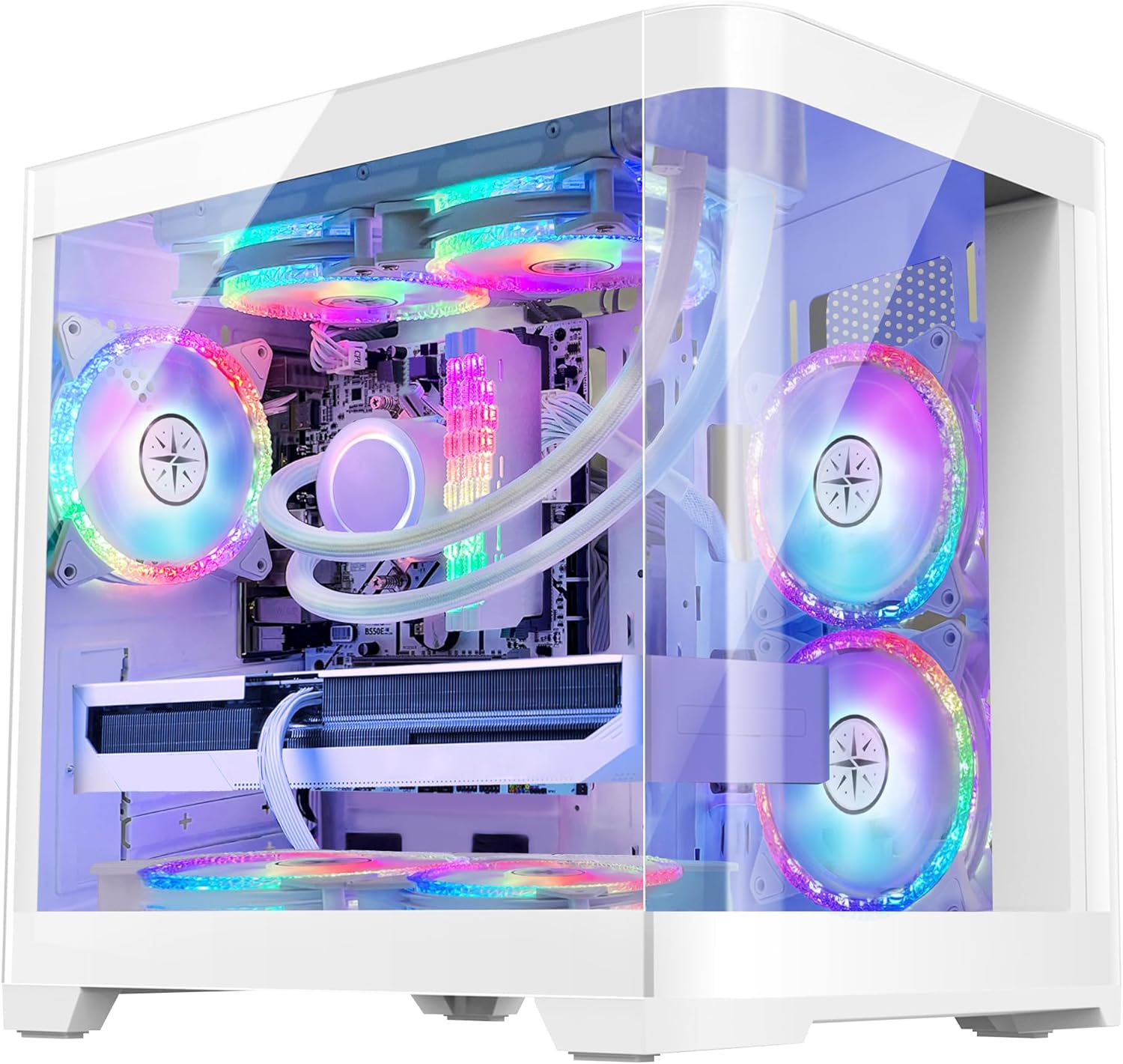 Poseidon Gaming PC Desktop – AMD Ryzen 7 5700X 3.4 GHz – GeForce RTX 4070 Super 12G – 32GB DDR4 3200MHz – 1TB M.2 SSD – WiFi & Bluetooth – 240 Liquid Cooler – Windows 11 Pro Computer – White