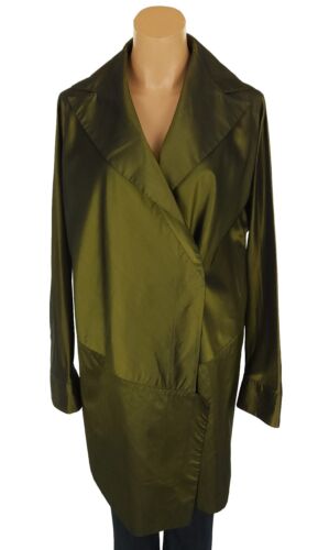 Marie Saint Pierre Lagenlook Metallic Jacket in Green Silk Blend Size 2 US Med 8