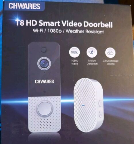 CHWARES T8 Smart Video Doorbell WiFi/1080p/Weather Resistant/Free Cloud Storage