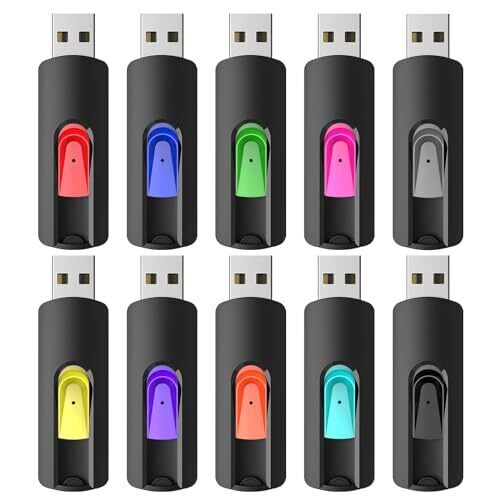 RAOYI 10 Pack 32GB USB Flash Drives Slide Retractable Memory Stick Bulk USB 2.0