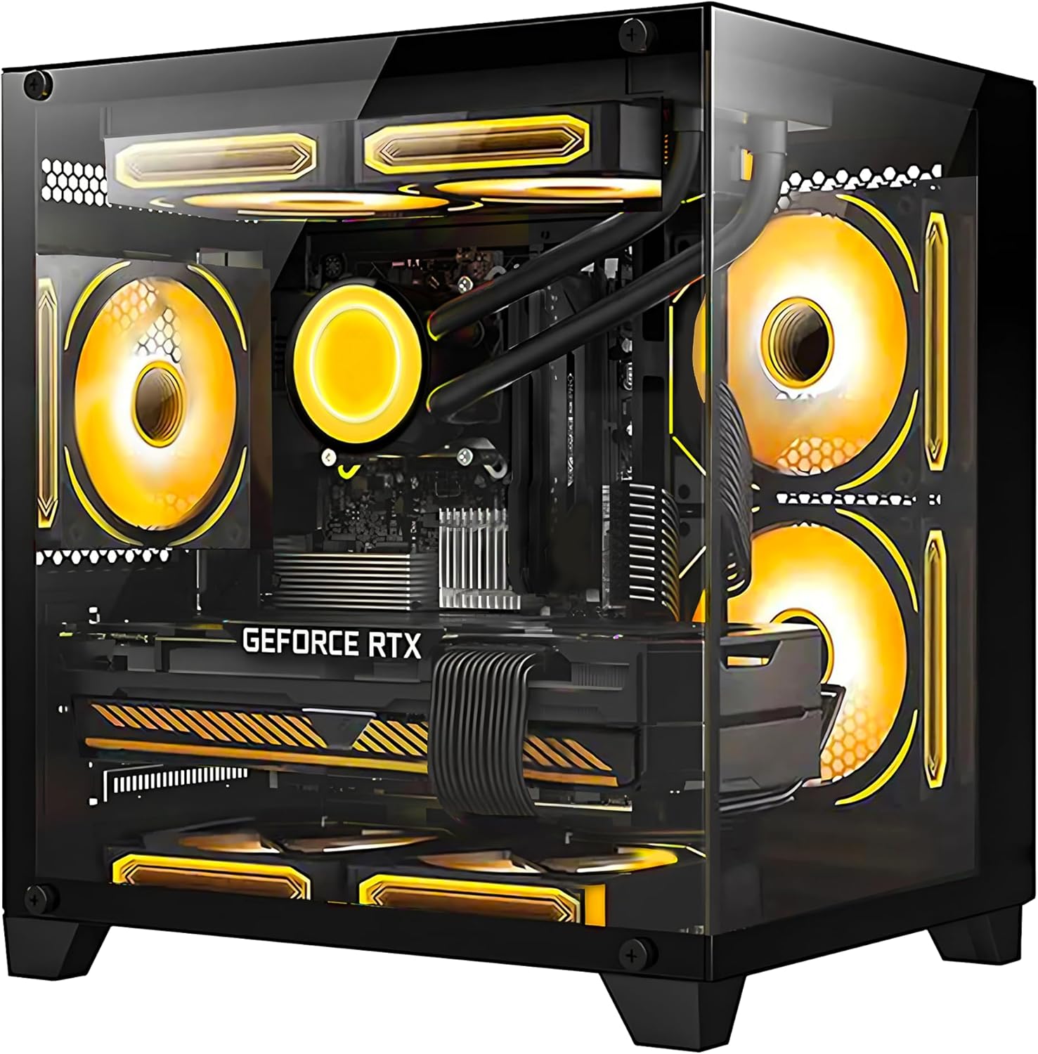 Gaming PC Desktop -AMD Ryzen 7 5700G 3.8 GHz-RTX 4060 8GB-32GB DDR4 RAM-1TB M.2 +1TB SATA SSD-240 Liquid Cooler -WiFi & Bluetooth -RGB Fans-Windows 11 Pro Computer-Black